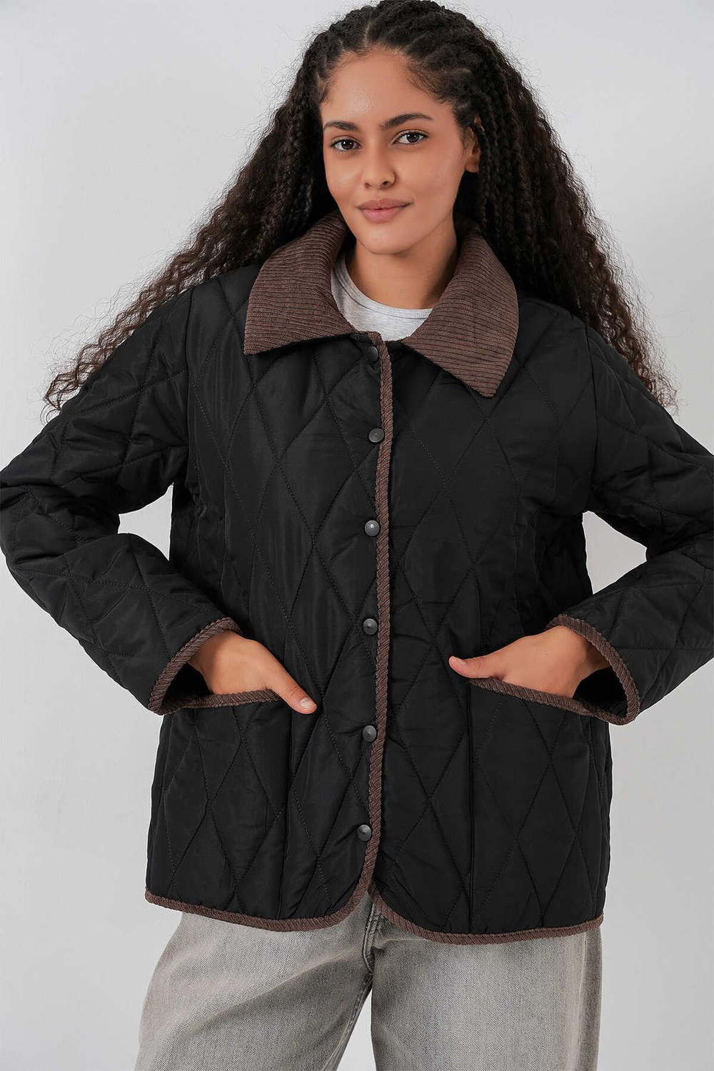 5226 Kapitone Oversize Mont - Siyah
