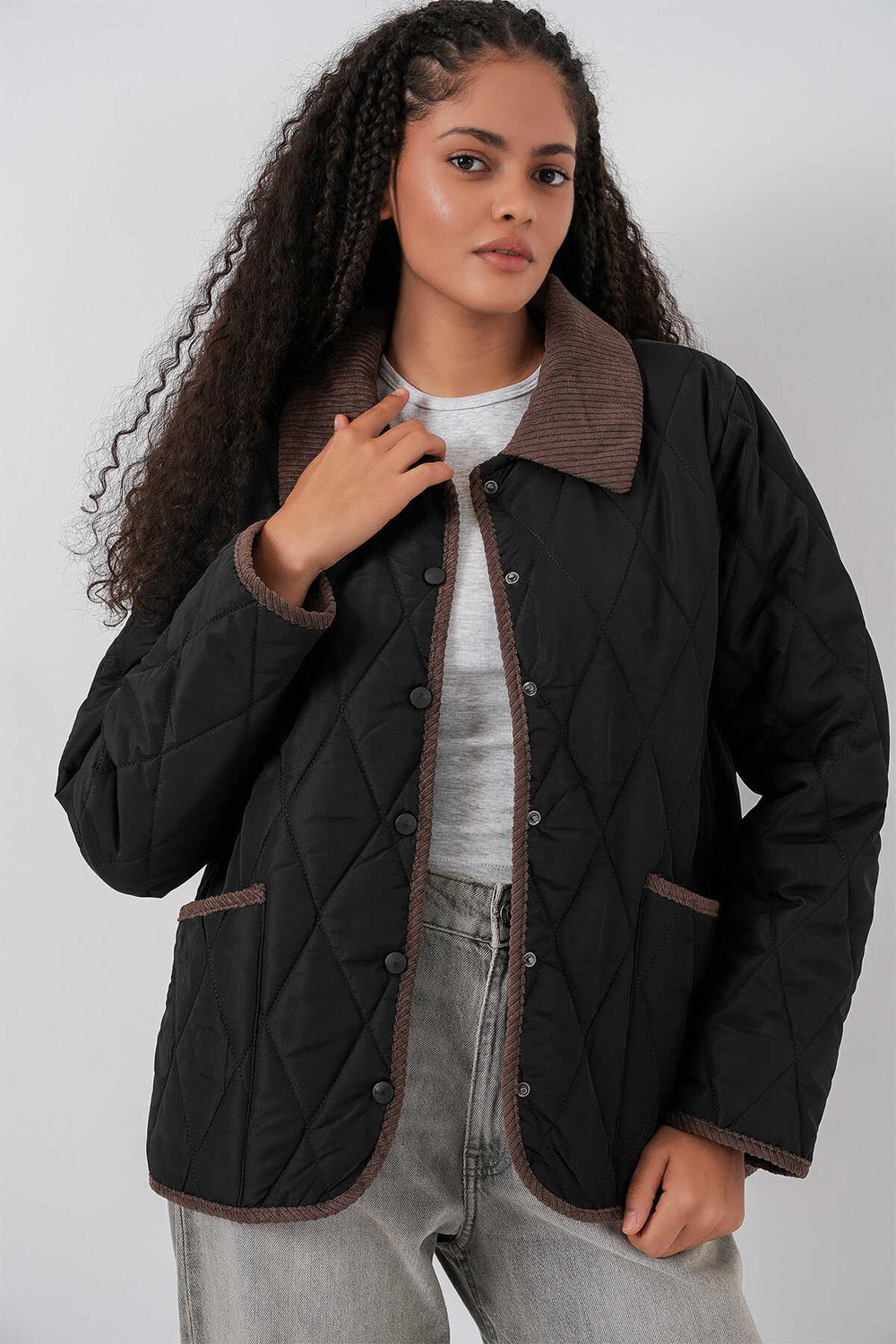 5226 Kapitone Oversize Mont - Siyah