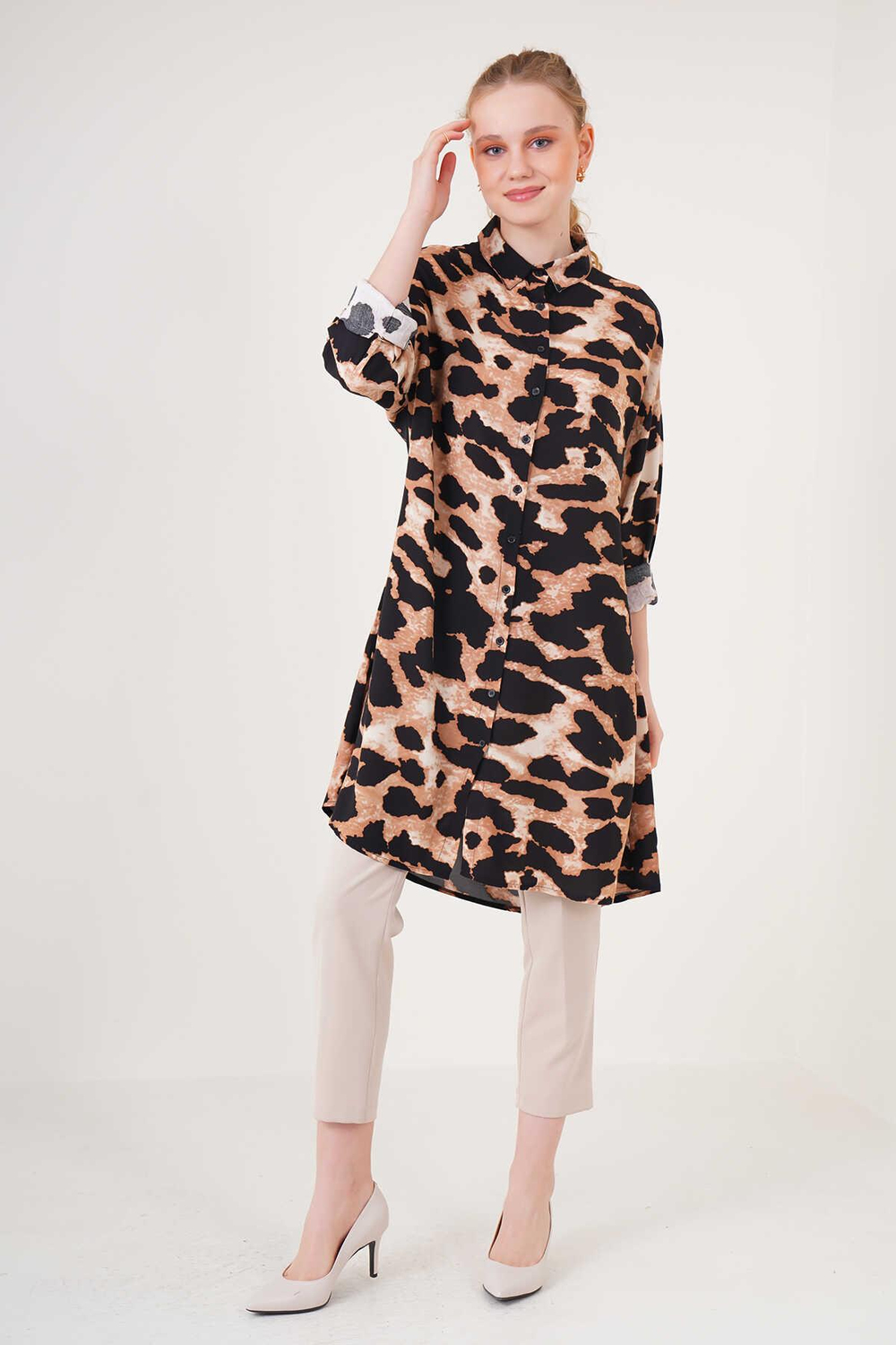5859 Leopar Desenli Tunik