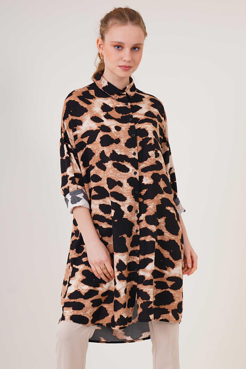 5859 Leopar Desenli Tunik