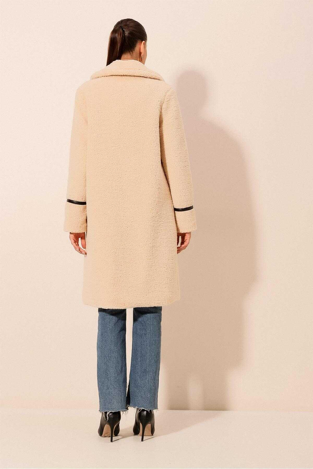 9125  Uzun Peluş Kaban - Krem
