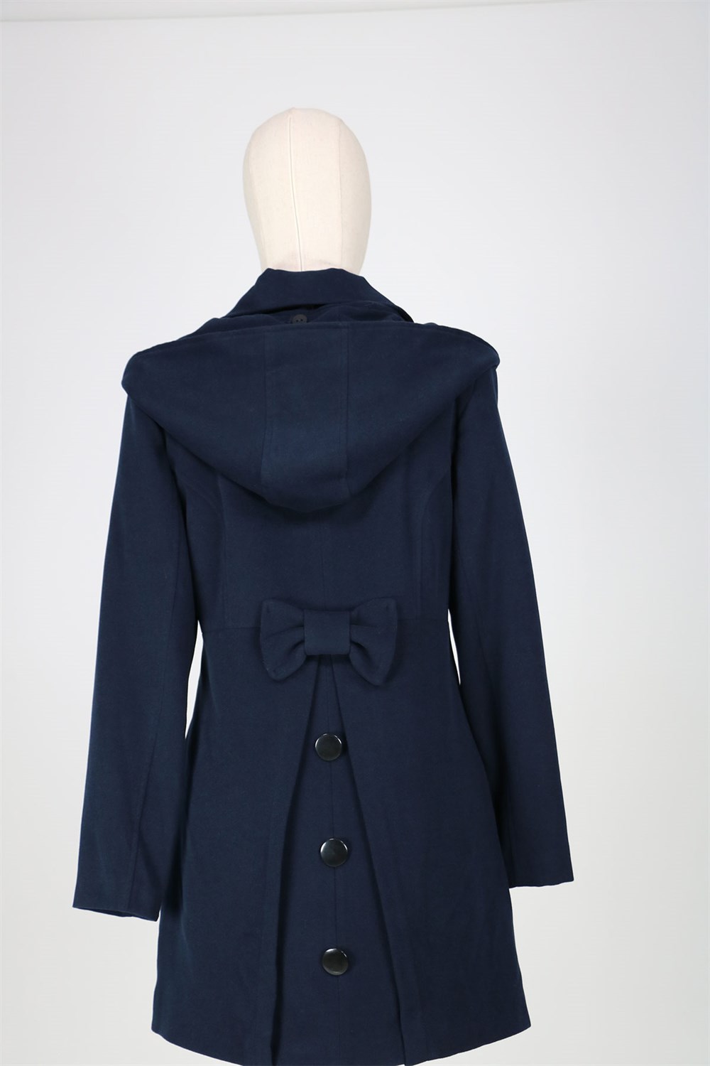 Arkası Detaylı Kapişonlu Kap - Lacivert