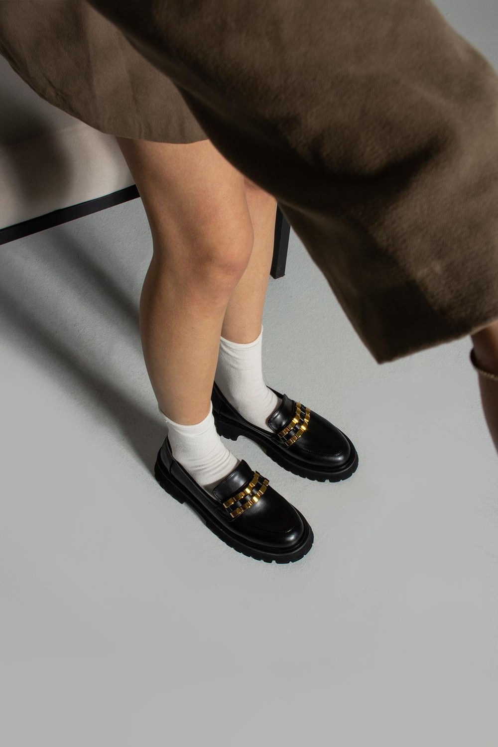 Berry Gold Toka Detay Eva Taban Siyah Loafer