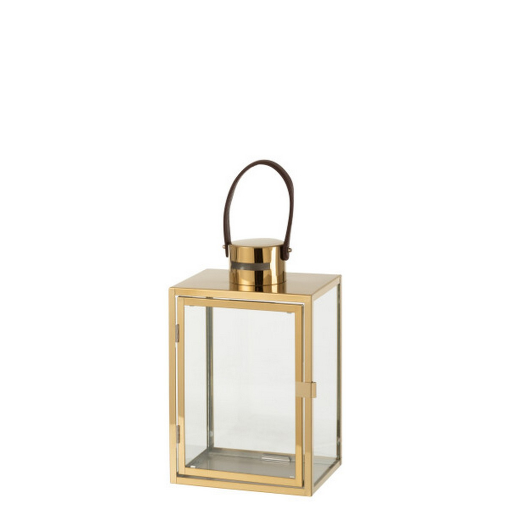 LANTERN RECTANGLE METAL/GL GD (21x15,5x43cm)