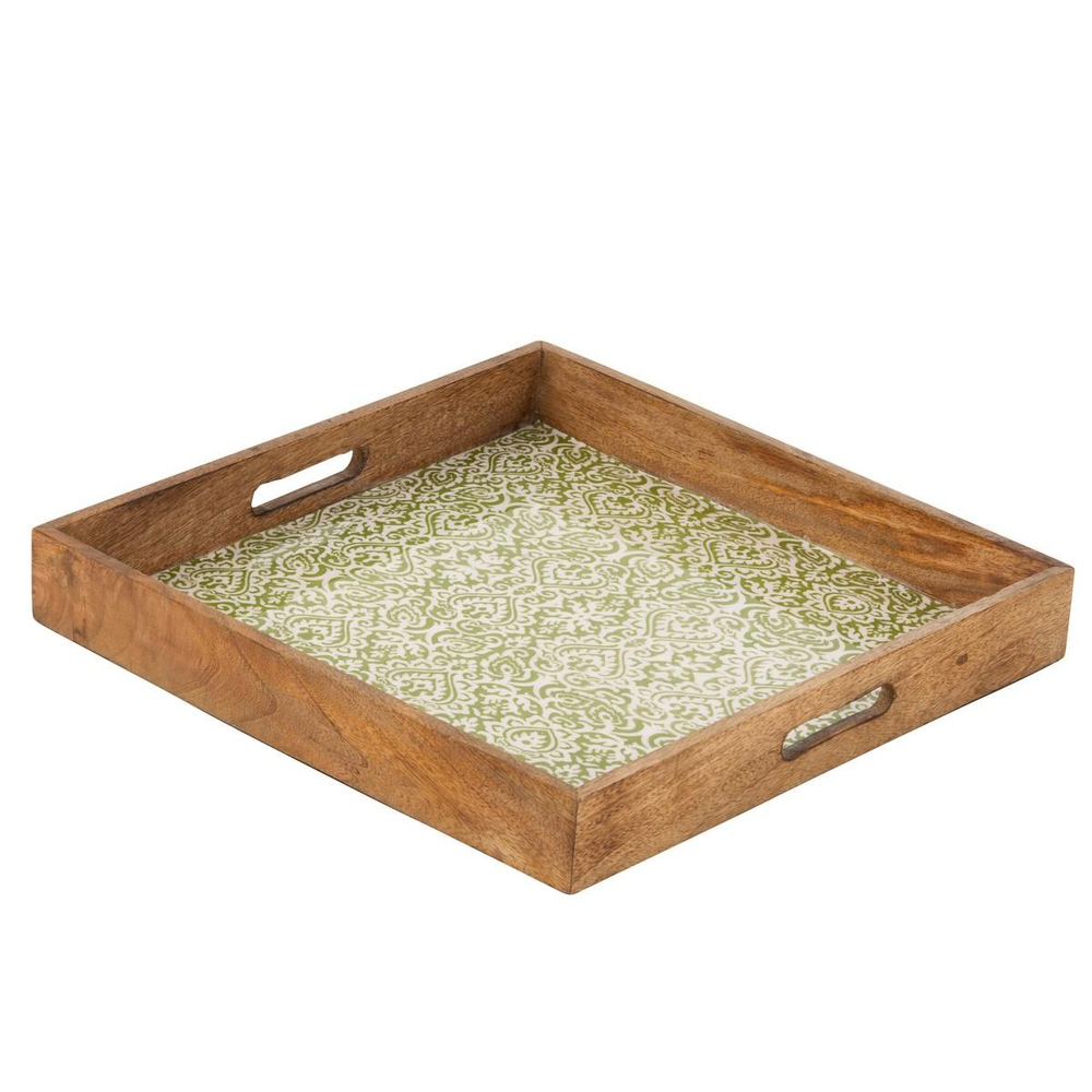 Tray Squa Patt Mango Wd Gr/Wh (50X50X9,5cm) - 43866