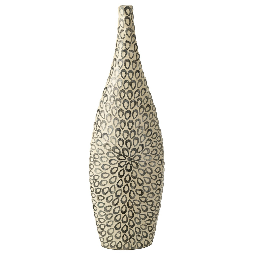 Vase Long Drop Shell/Pap Bk/Wh (22X13X84cm) - 43901