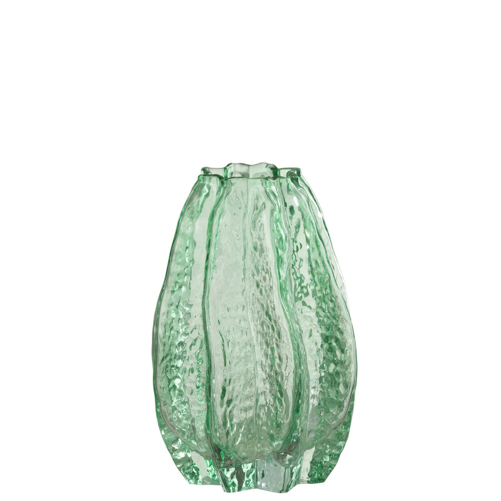 Vase Ribbed Gl Aqua S (14X14X20cm) - 42522