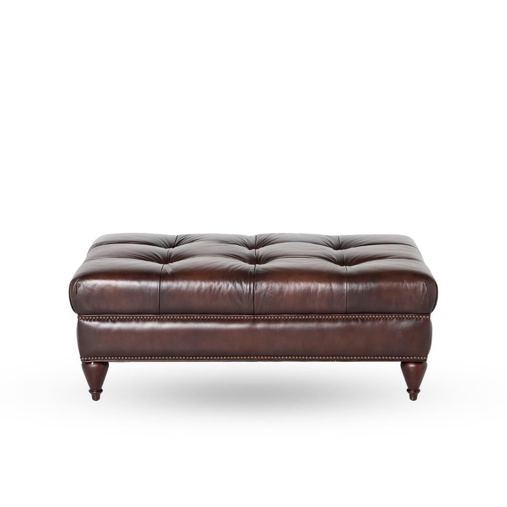 Bernhardt Brae Brown Leather Ottoman