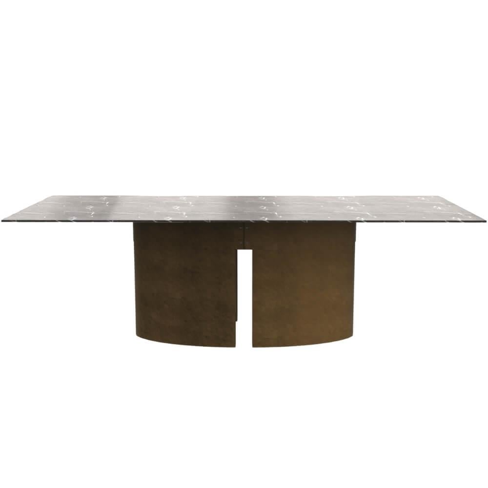 Meridiani Gong Glossy Grey Stone Dining Table