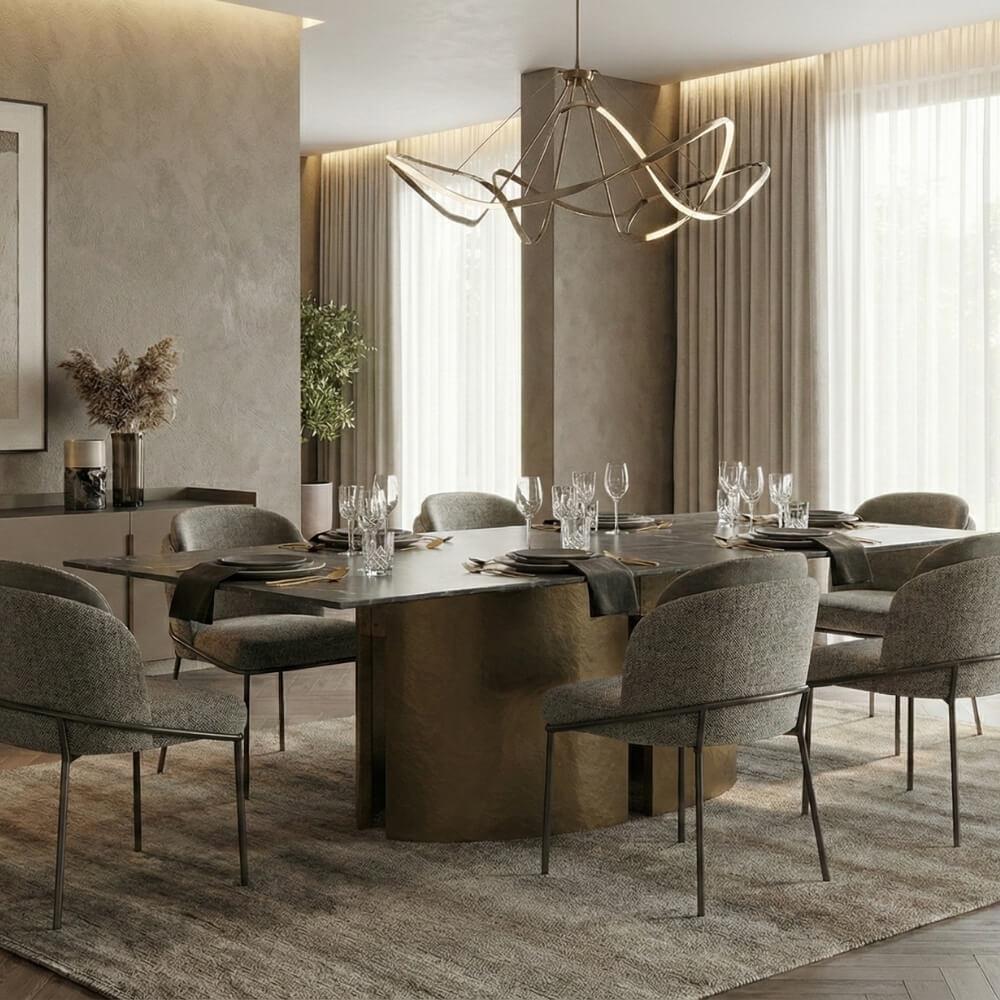 Meridiani Gong Glossy Grey Stone Dining Table