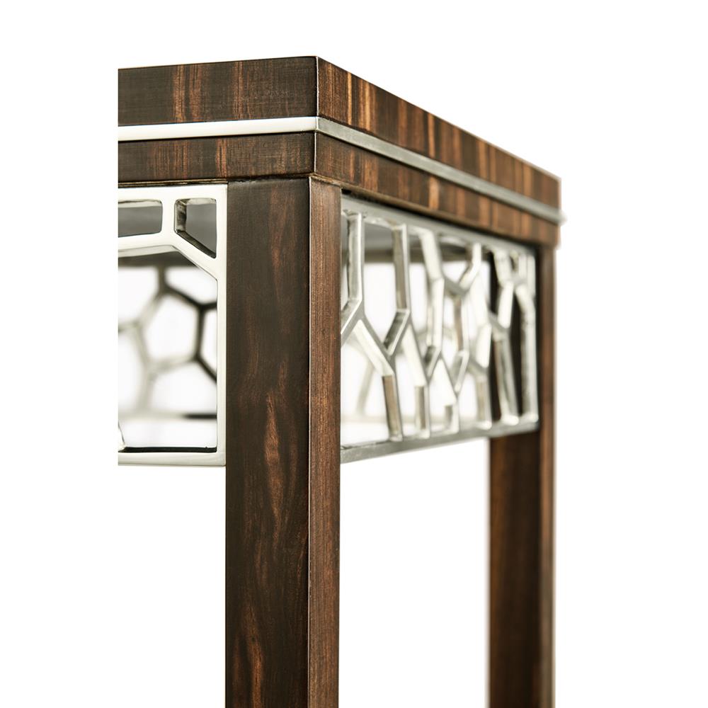 Jonathan Charles JC Modern Macassar Ebony Pedestal Side Table