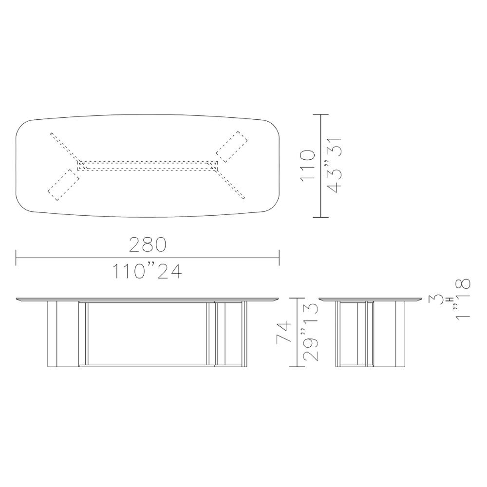 Meridiani Plinto 280 Grey Stone Dining Table