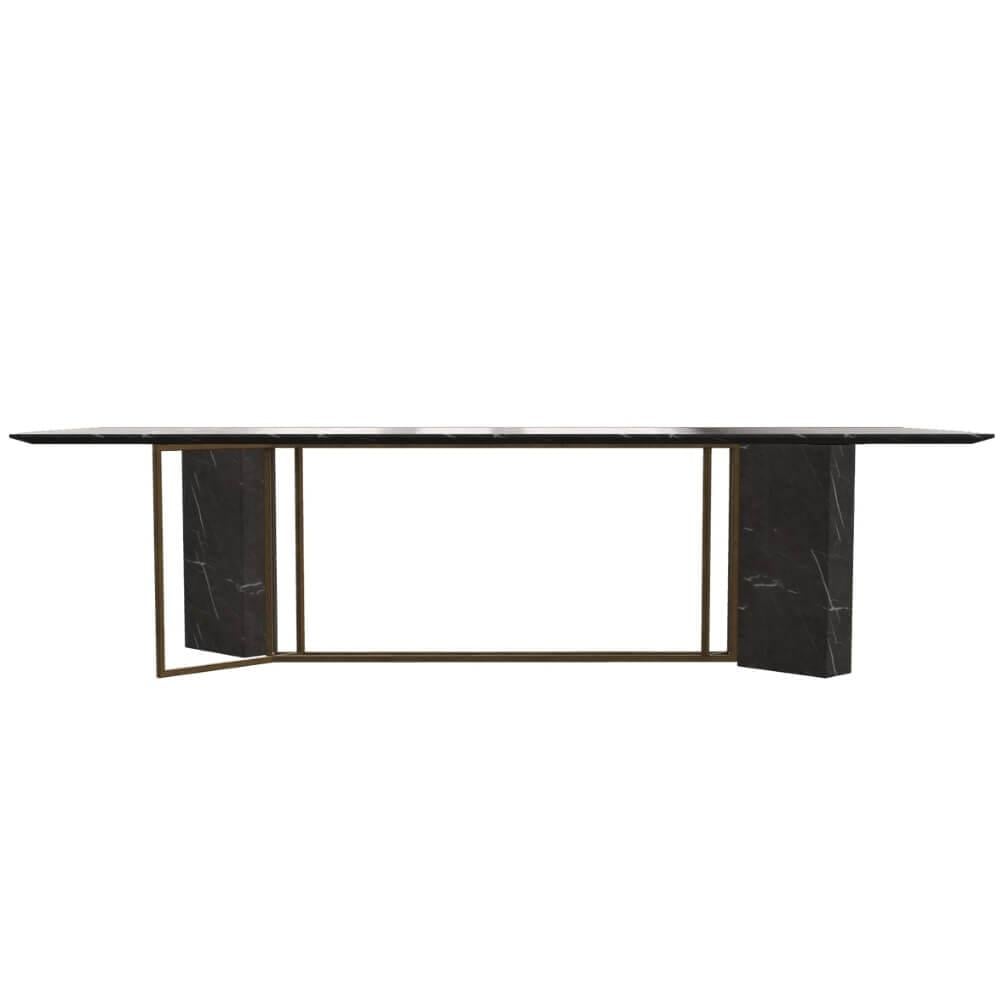 Meridiani Plinto Glossy Grey Stone Rectangular Dining Table