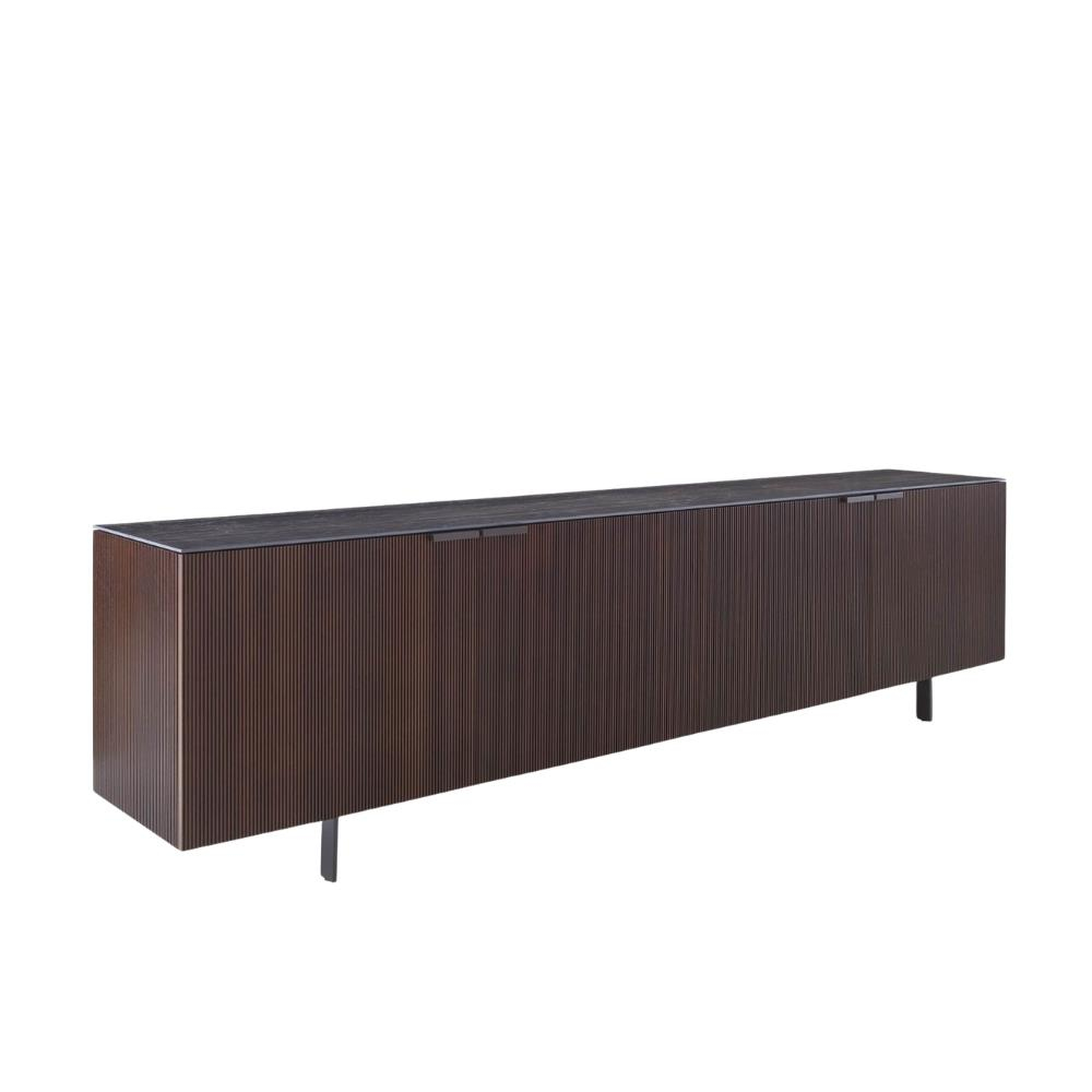 Ligne Roset Selvans 4-Door Dark Walnut Sideboard