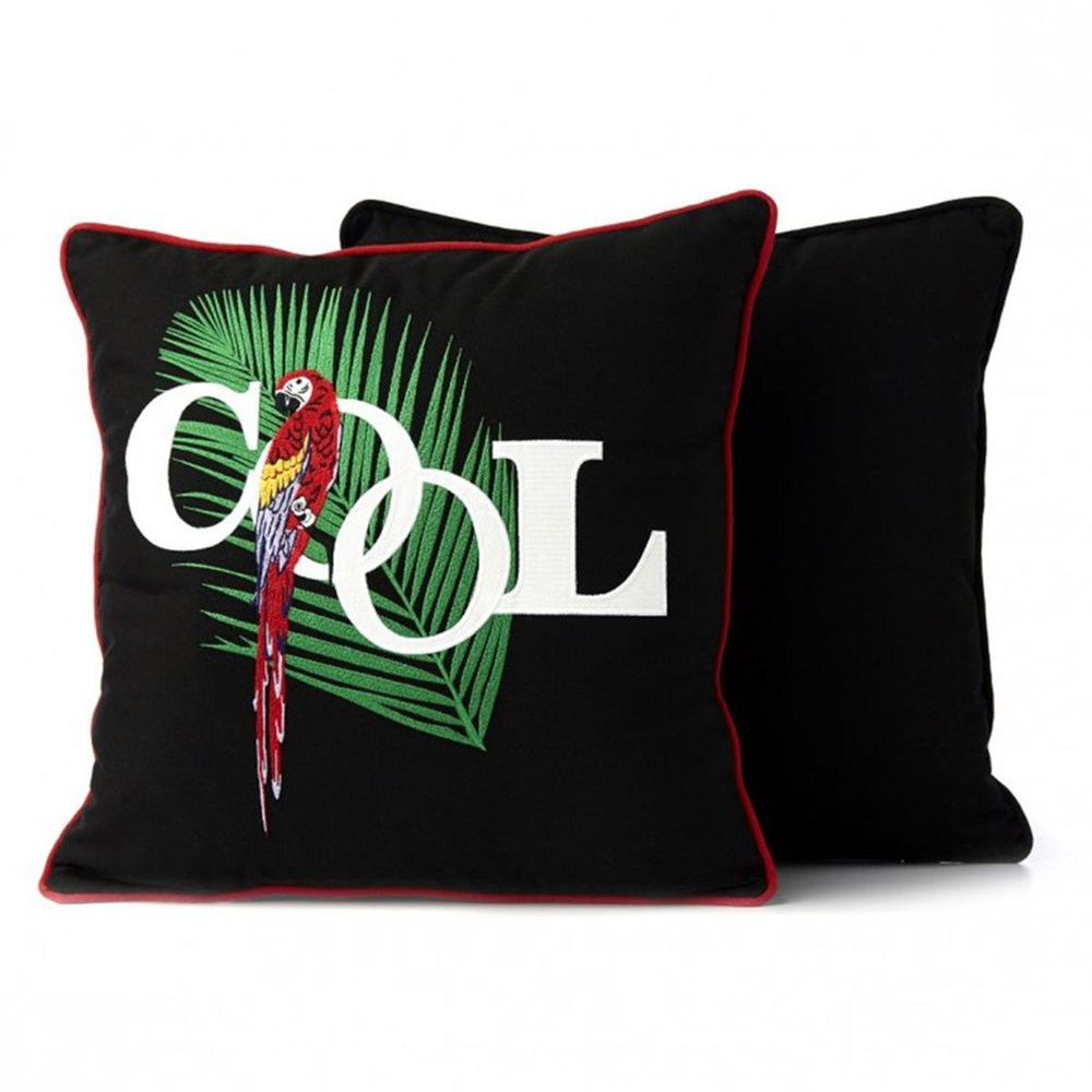 Aeris Tropical Cool Green White Red Black Decorative Pillow
