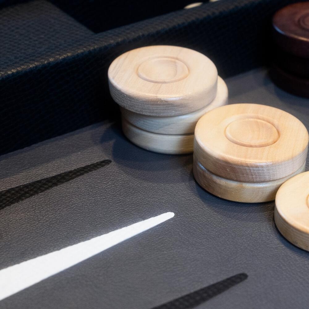 Aeris Black Leather Backgammon Set
