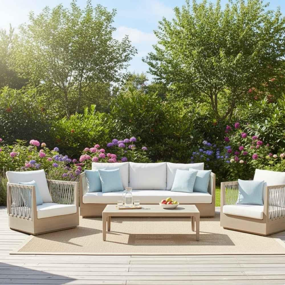 Alfresco Dominic Carrie Rustic Teak Seating Set