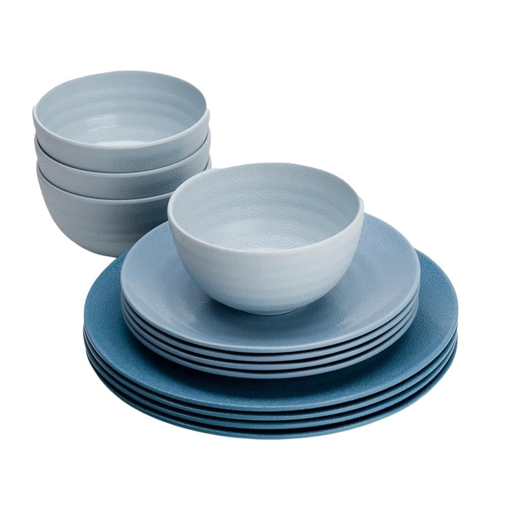 Flamefield Shades of Blue 12-Piece Dinnerware Set