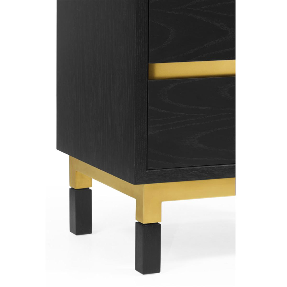 Jonathan Charles Fusion Ebonized Oak & Brass Chest of Drawers