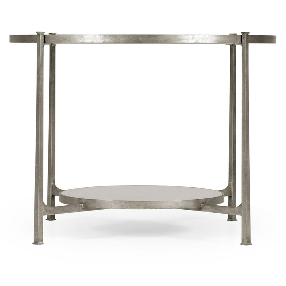 Jonathan Charles Modern Luxe Round Light Antique Silver Table