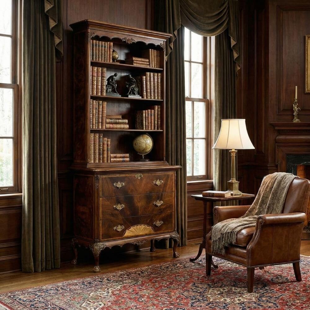 Jonathan Charles Buckingham Medium Antique Mahogany Grand Bookcase