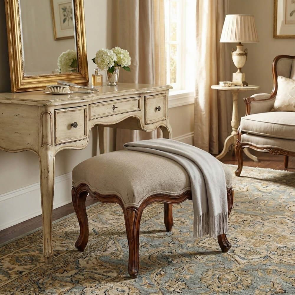 Jonathan Charles Country Farmhouse Walnut Ottoman