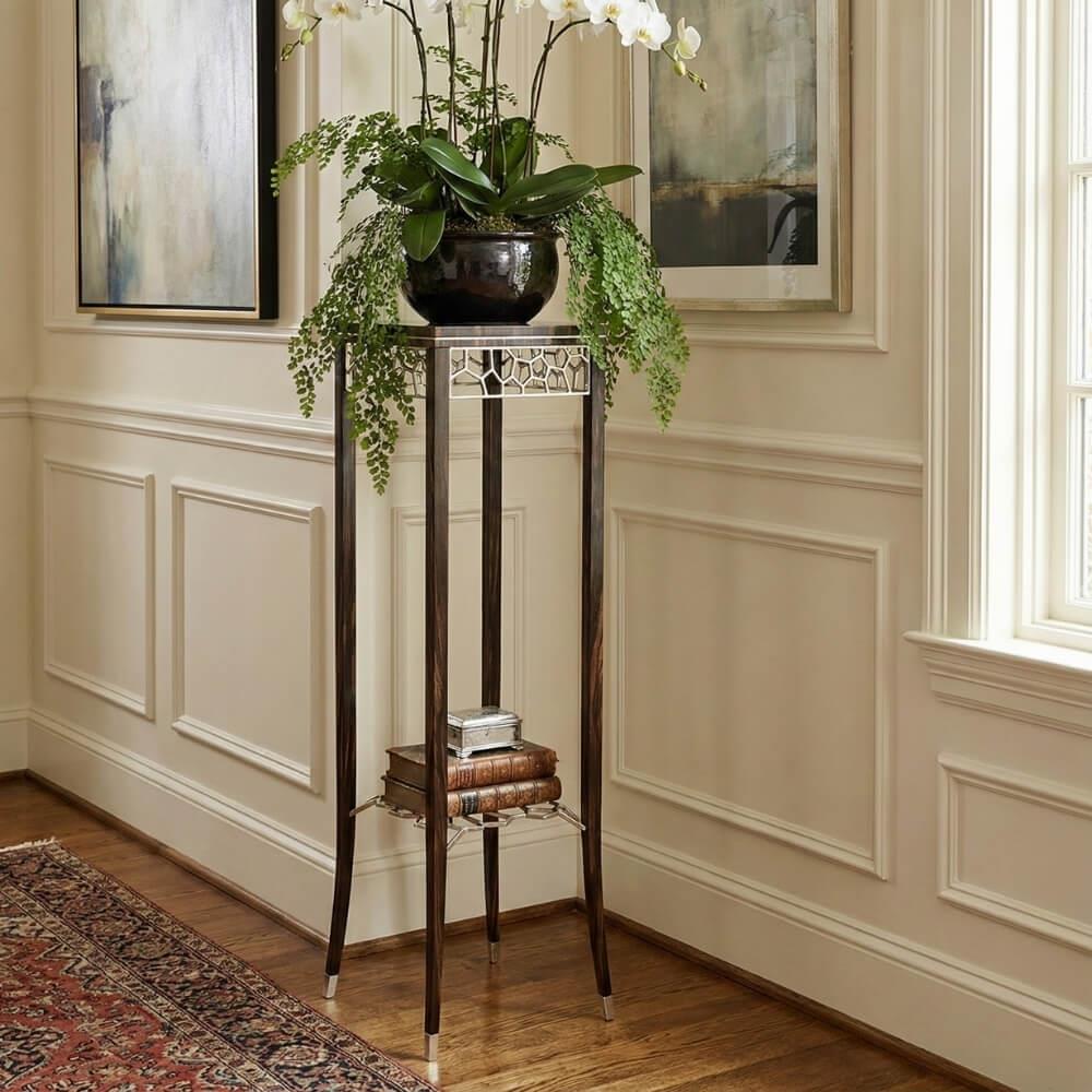 Jonathan Charles JC Modern Macassar Ebony Pedestal Side Table