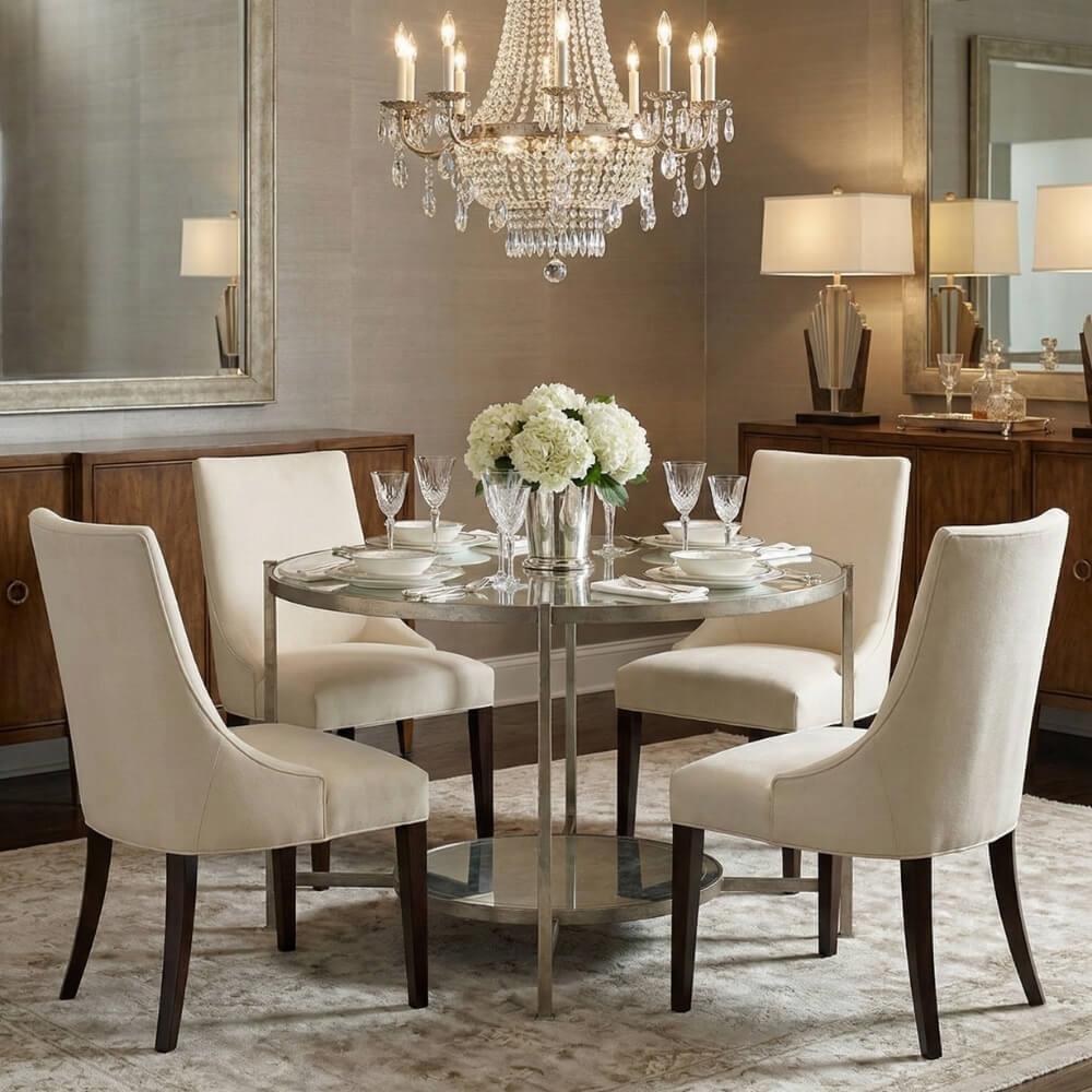 Jonathan Charles Modern Luxe Round Light Antique Silver Table
