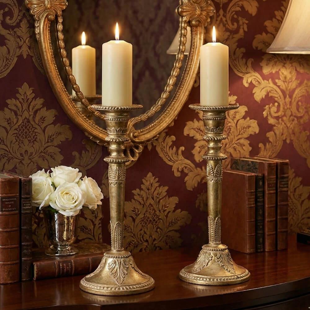 Jonathan Charles Versailles Antique Gold Candlestick Set