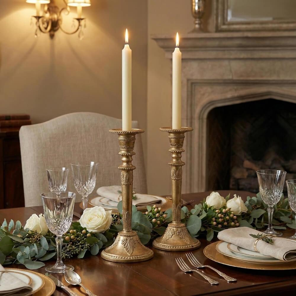 Jonathan Charles Versailles Antique Gold Candlestick Set