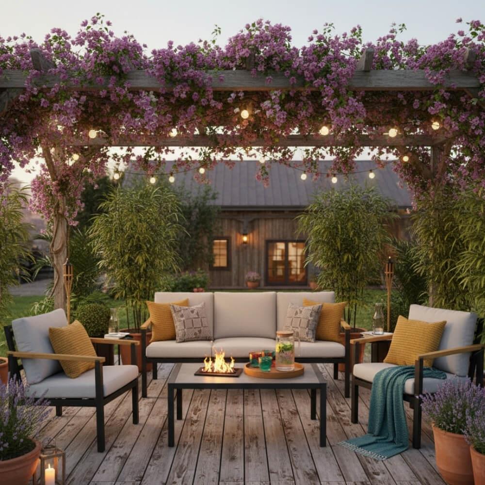 Nuu Garden Cru Grey Four-Piece Seating Group