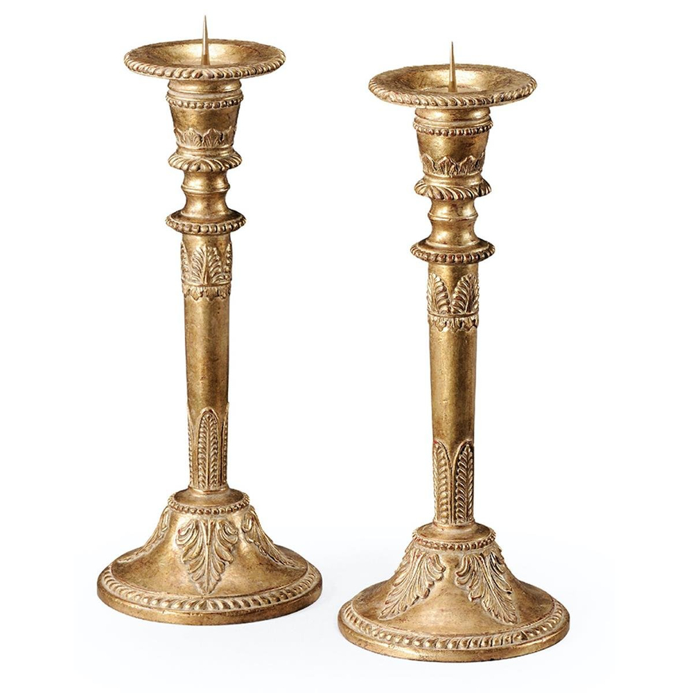 Jonathan Charles Versailles Antique Gold Candlestick Set