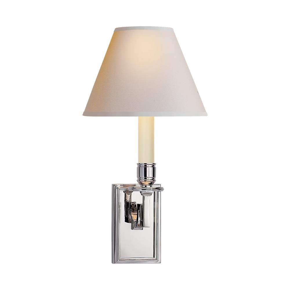 Alexa Hampton Dean Aplik - Brushed Nickel/ Shade: Natural Paper - 1 x 25 watts Candelabra B – W17 H33cm