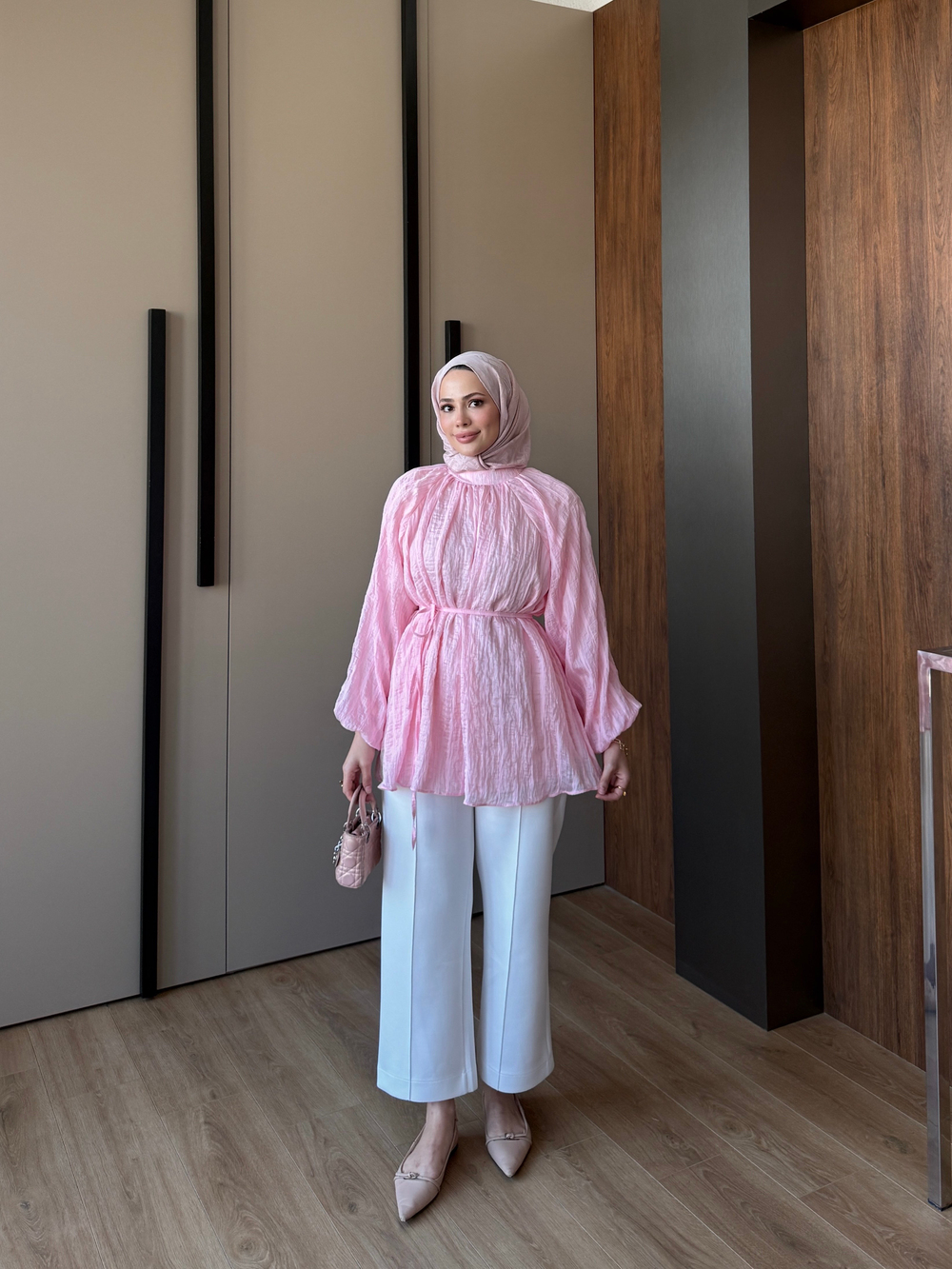 Balon Kollu Tunik Pembe