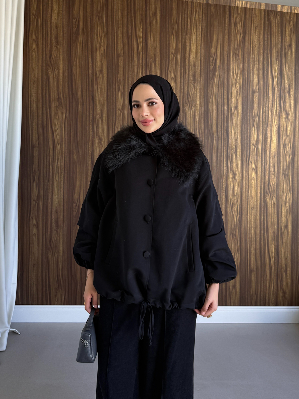 Bomber Kürklü Ceket Siyah