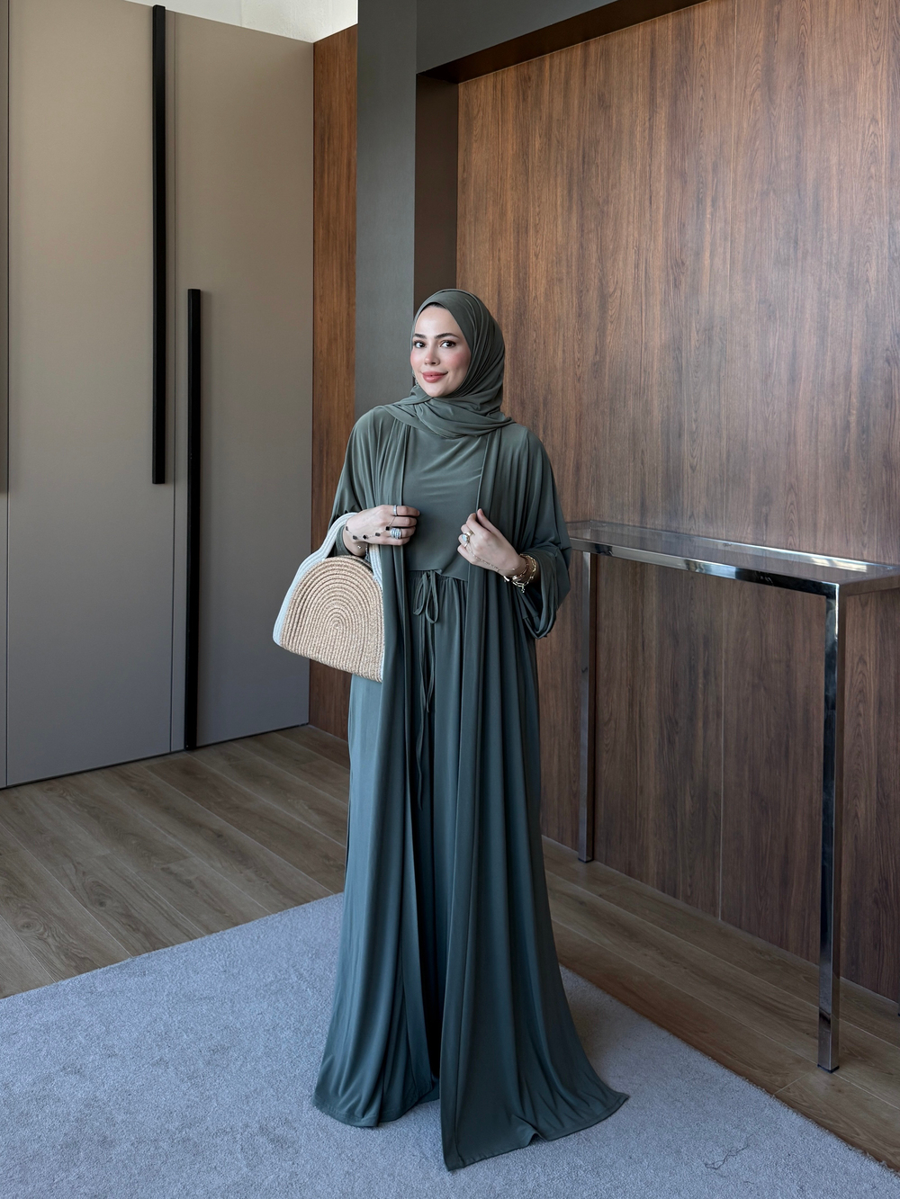 Dörtlü Abaya Takım Yeşil