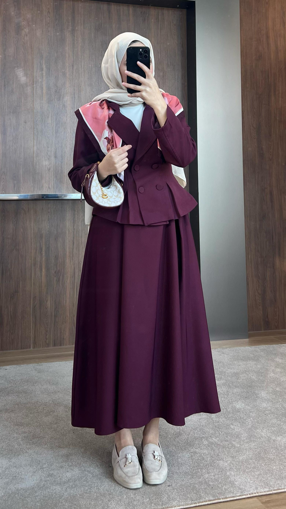 Etekli Double Takım Bordo