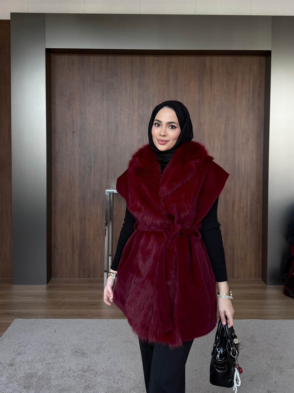 Fur Kürk Yelek  Bordo
