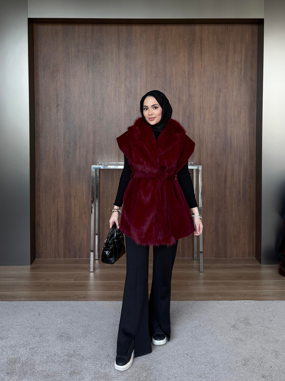 Fur Kürk Yelek  Bordo