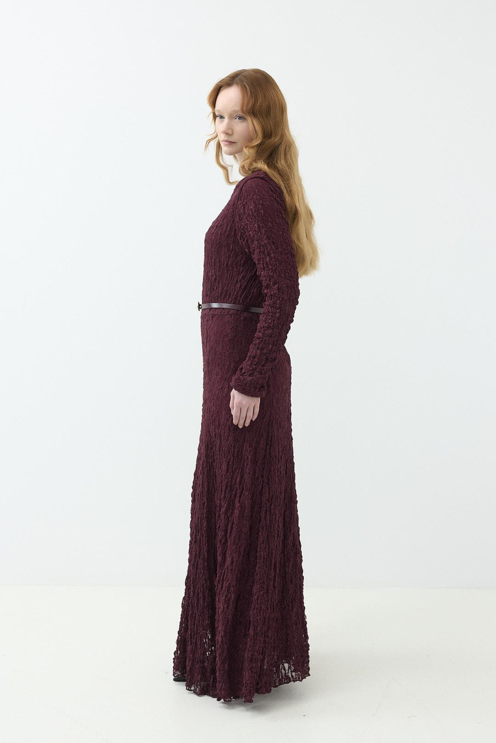 Kemerli Gübür Elbise Burgundy