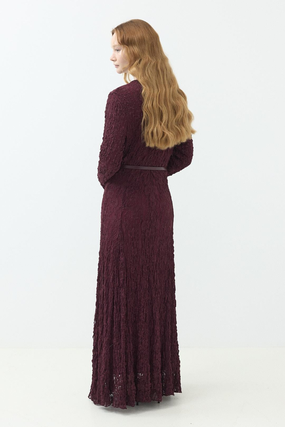 Kemerli Gübür Elbise Burgundy