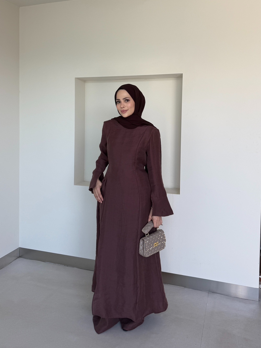 Pantolonlu 2li Tesettür Takım Mürdüm