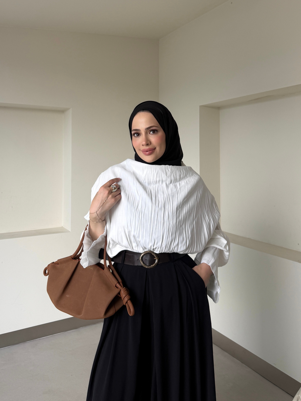 Piliseli Bluz Beyaz