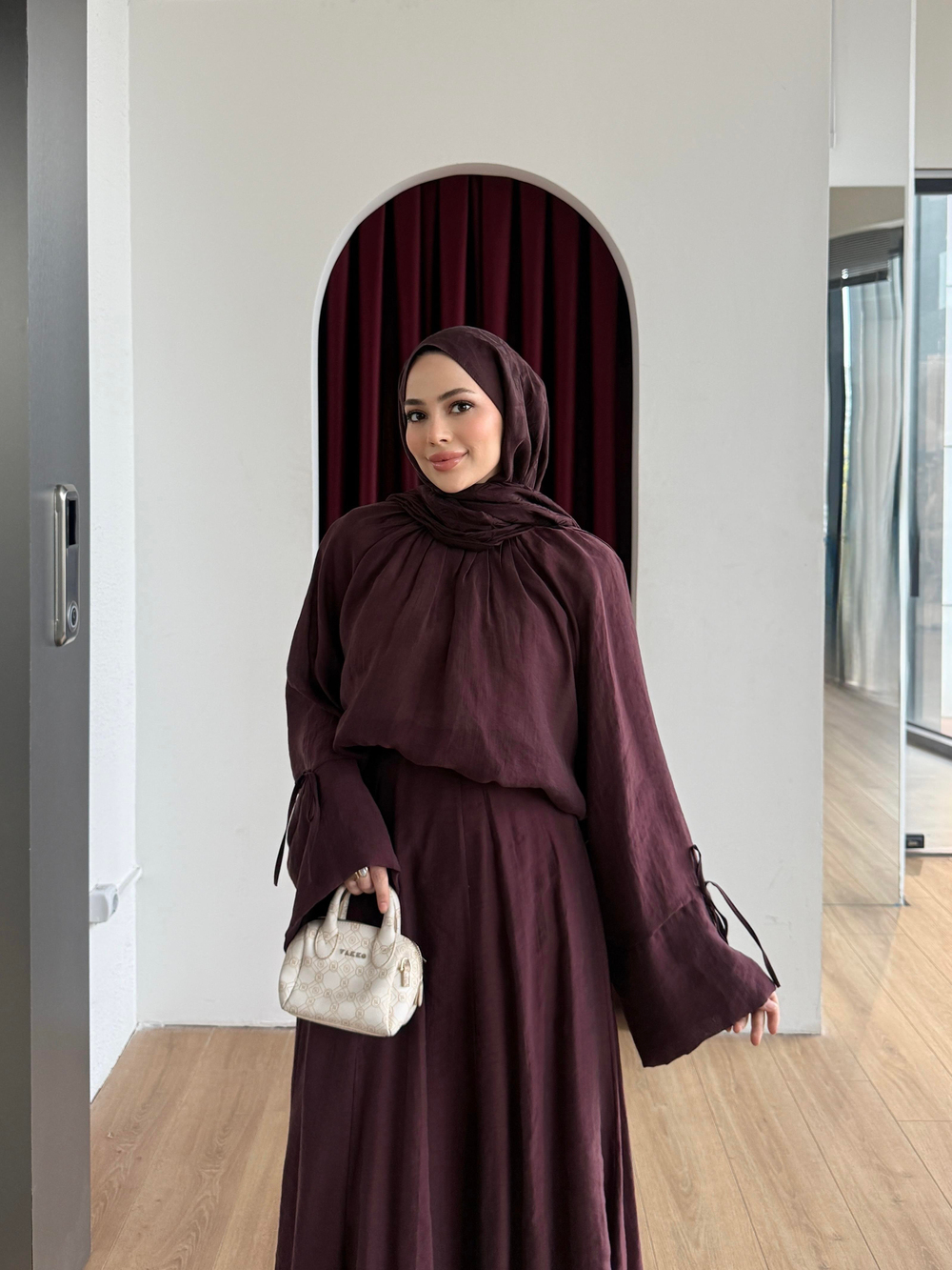 Salaş Kol Etekli Takım Bordo