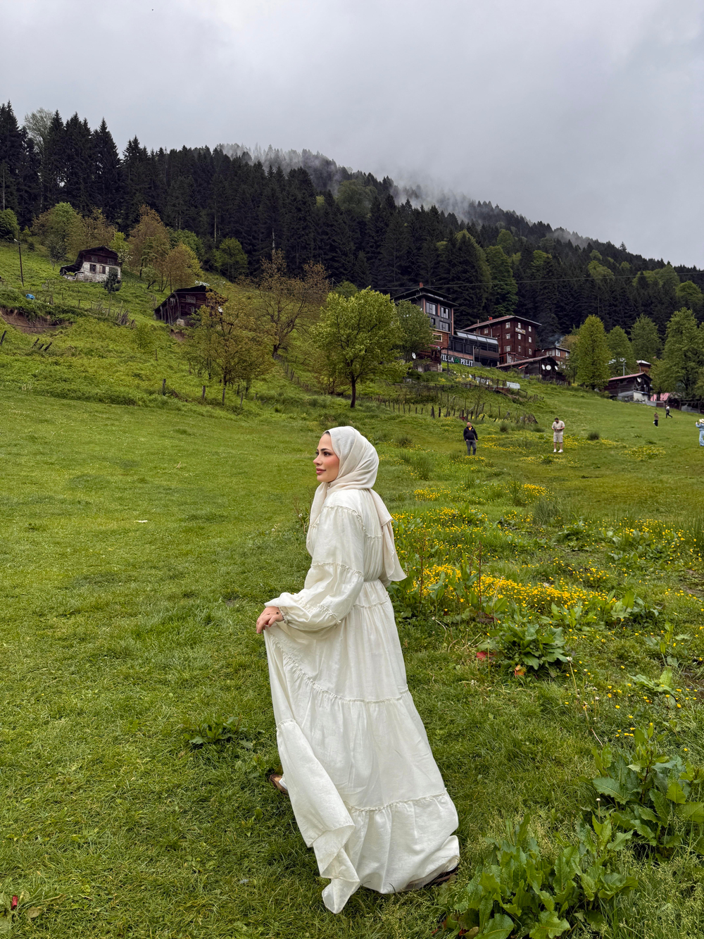 Şerit Detaylı Poplin Elbise Beyaz