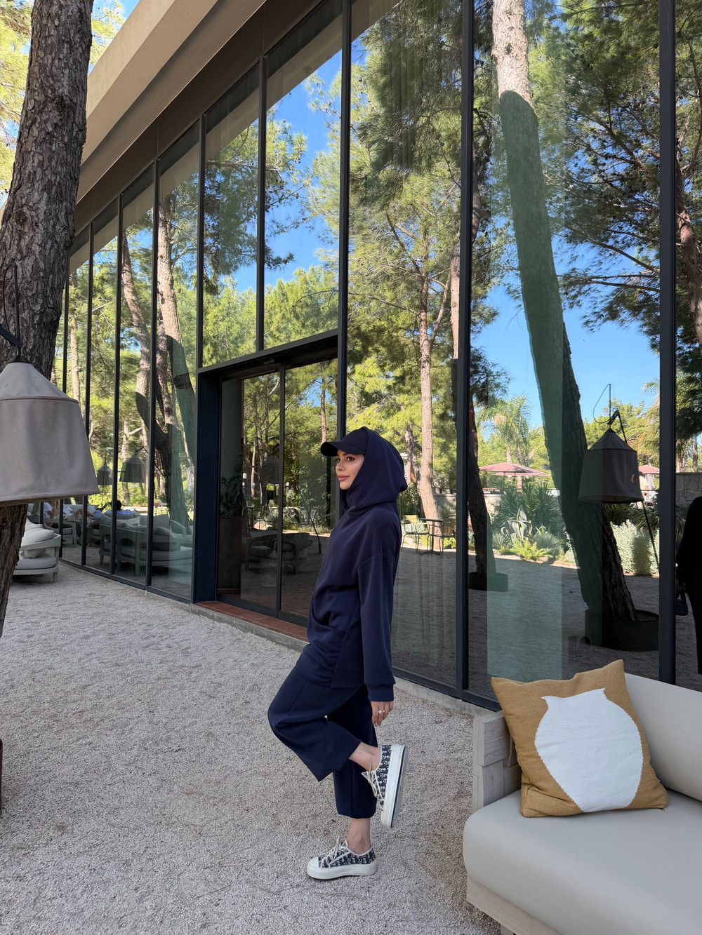 Uzun Sweatshirtlü Rahat İkili Takım Lacivert