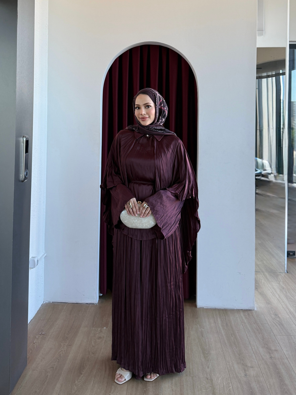 Yarasa Kol Pantolon Takım Mürdüm