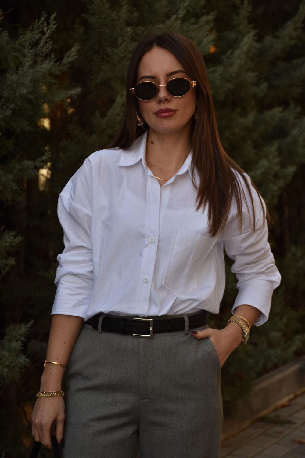 Boyfriend Basic Cepli Gömlek - Beyaz