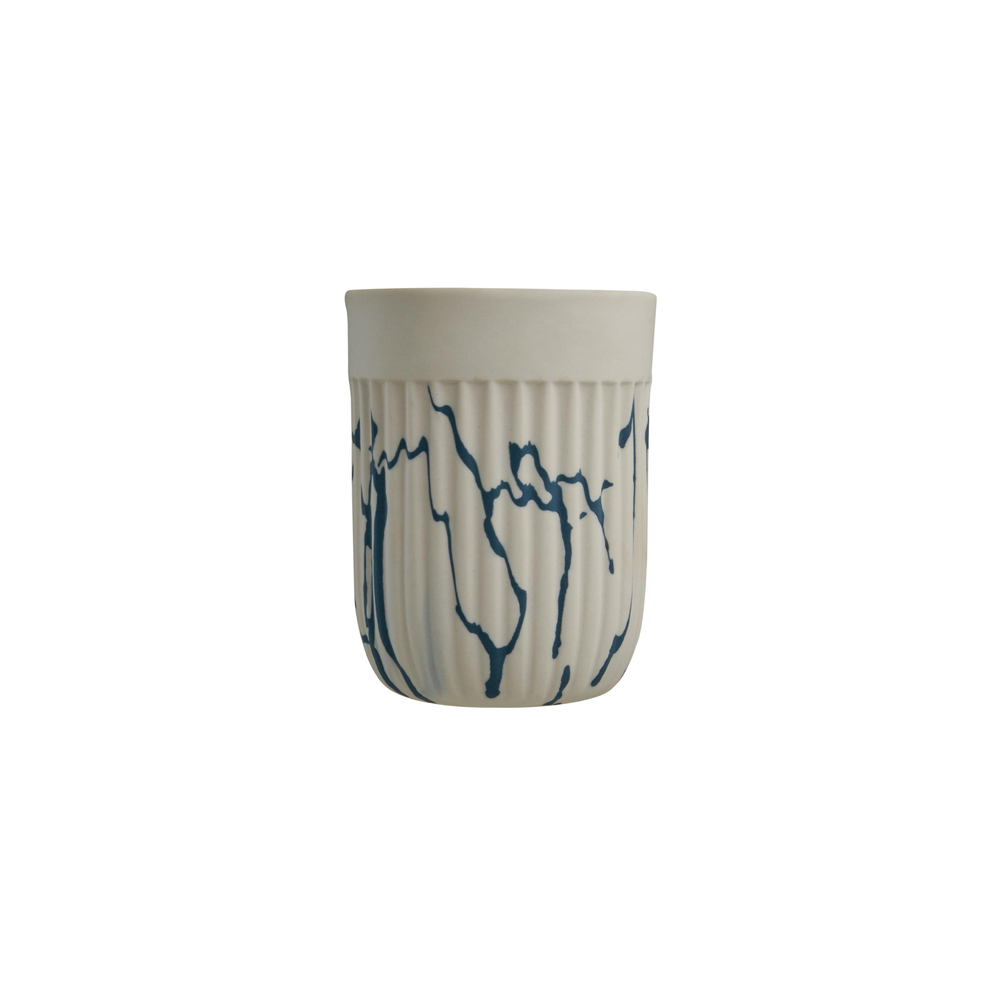 Love Edward Double Espresso Cup / White - Aegean Blue