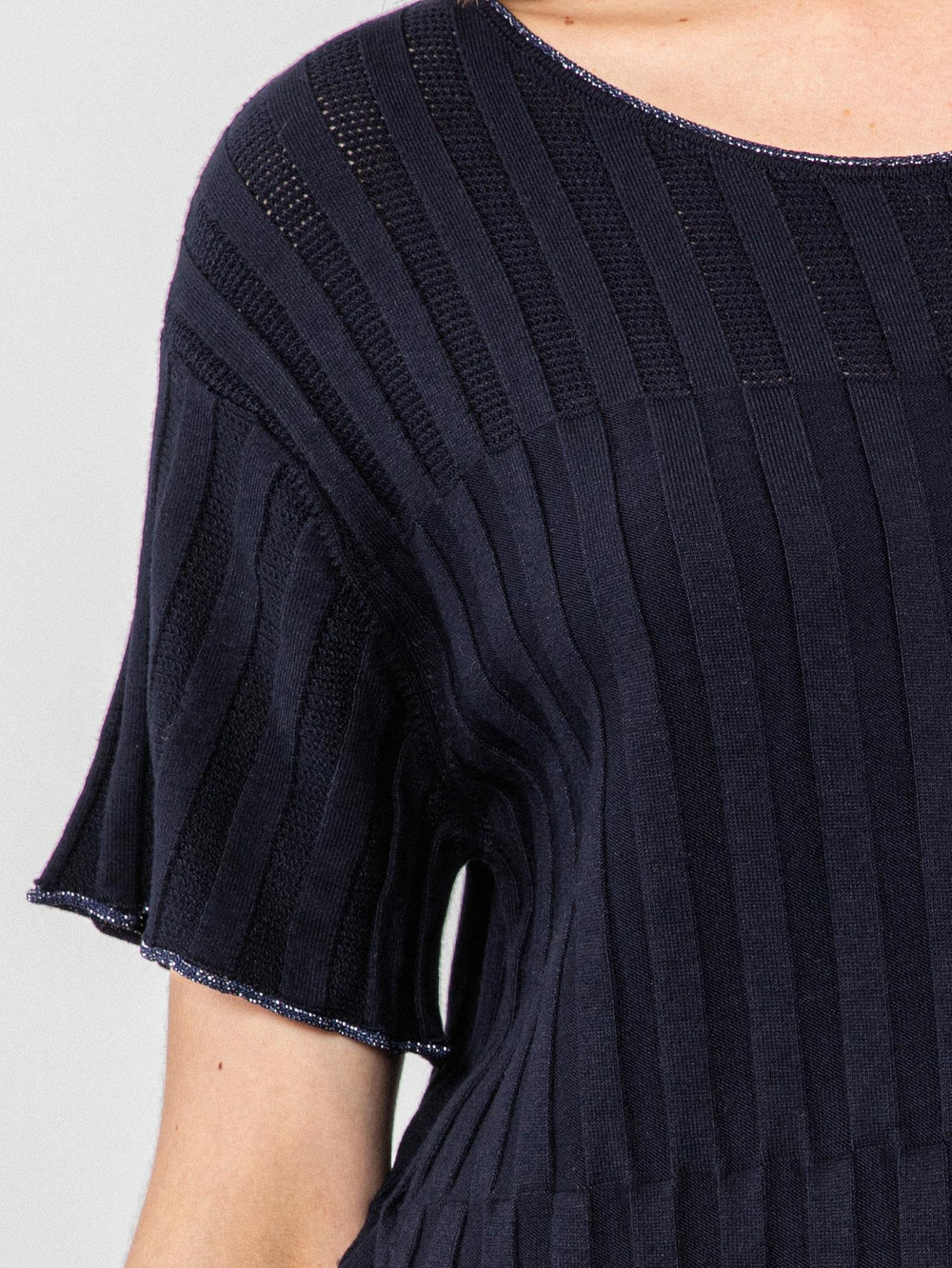Ribbed Knit Midi Dress ELB9396LACIVERT